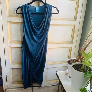 Barney’s Co-op Blue Knit Dress with Side Tie Detail